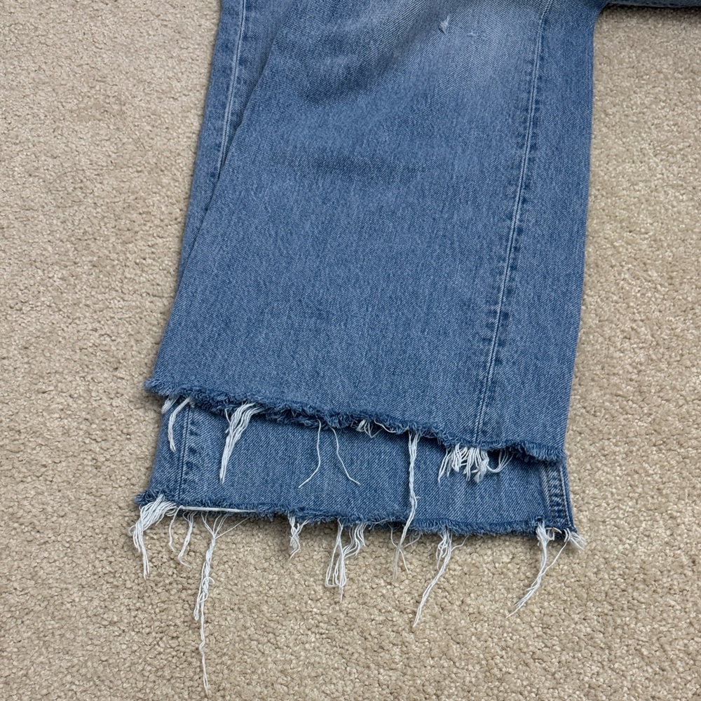 Zara Wide Straight Jeans Size 2 Fringed Hem - Picture 10 of 14